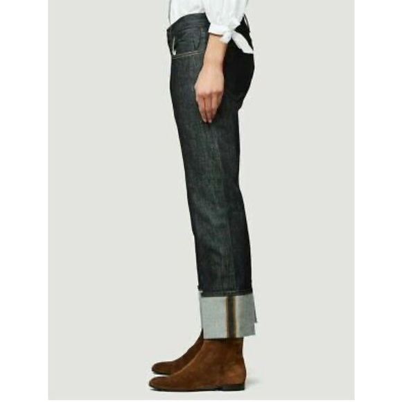 Frame Le Crop Mini Boot Rolled Hem Dark Wash Denim Jean - Picture 1 of 14